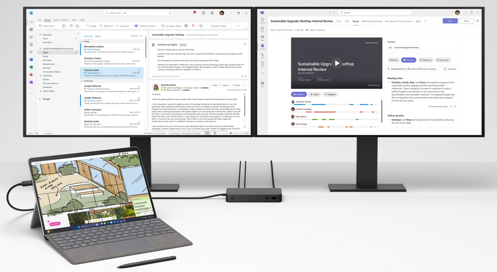 Microsoft Surface Pro 10 for Business  - Intel Core Ultra 7 165U - 16 Go - 256 Go SSD - 13" écran tactile 2880 x 1920 - NFC - Wi-Fi 6 - Bluetooth - noir - Windows  Pro