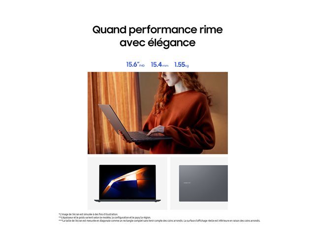 Samsung Galaxy Book4 - Intel Core i7 150U - 16GB - 512Go SSD NVMe - 15.6" 1920 x 1080 (FHD) - WiFi 6E - BTH 5.2 - Windows 11 Home